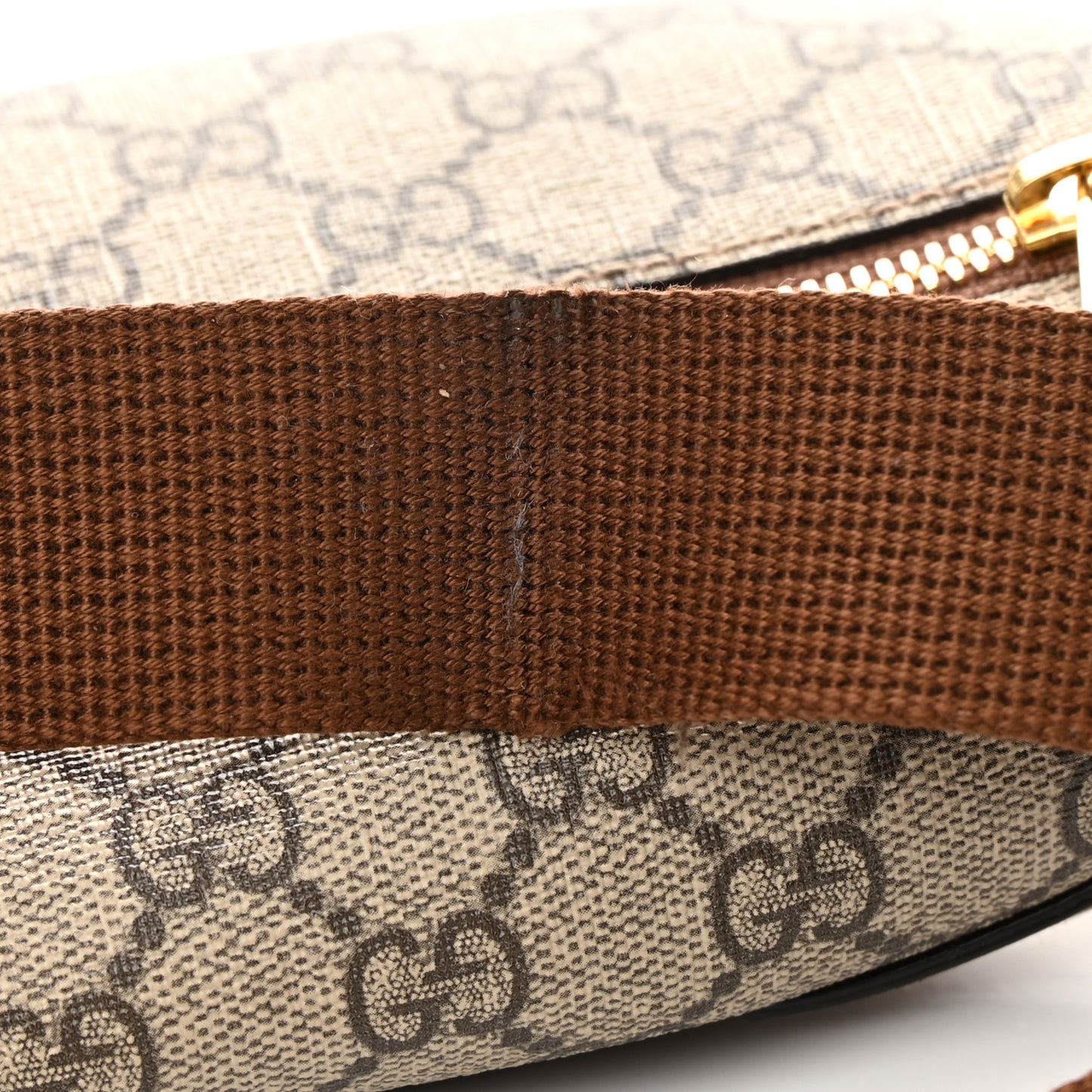 GG Supreme Monogram Textured Calfskin Retro Interlocking G Belt Bag Beige Ebony Brown Sugar