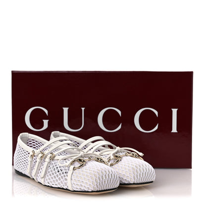 Gucci Video Net Nappa Horsebit Ballerina Flats 35.5 Great White 10 of 10