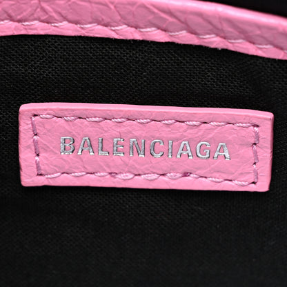 Balenciaga Agneau Arena Classic Silver Hardware Nano City Logo Strap Baby Pink Black 6 of 10