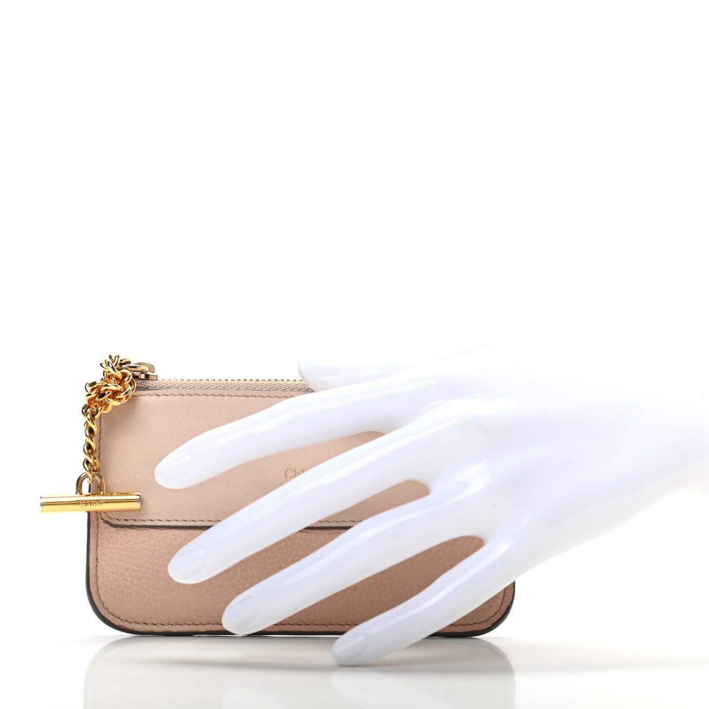 Grained Calfskin Drew Card Holder Cement Pink