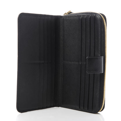 Prada Saffiano Metal Large Zip Around Wallet Black 4 of 7