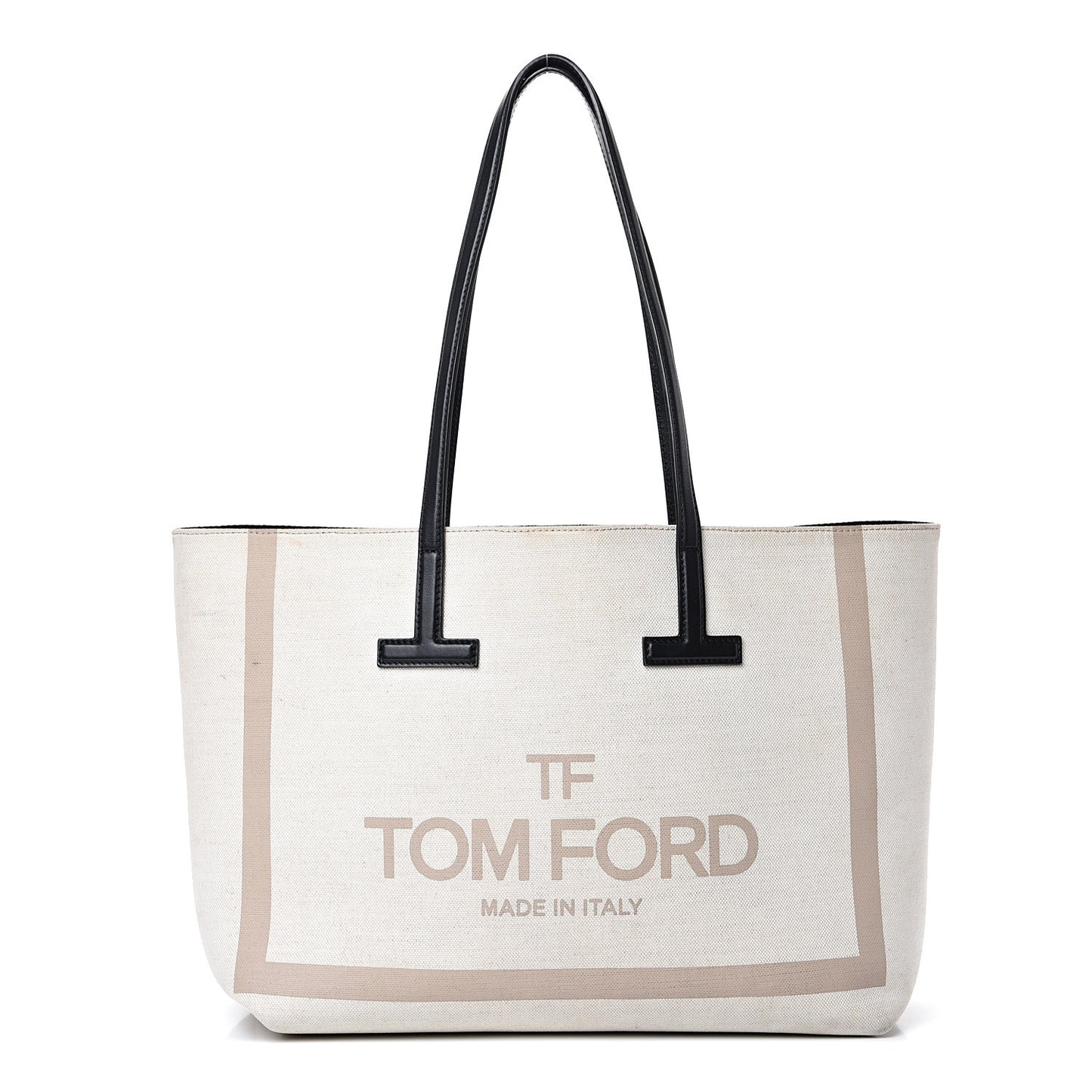 Canvas Calfskin T Tote Beige