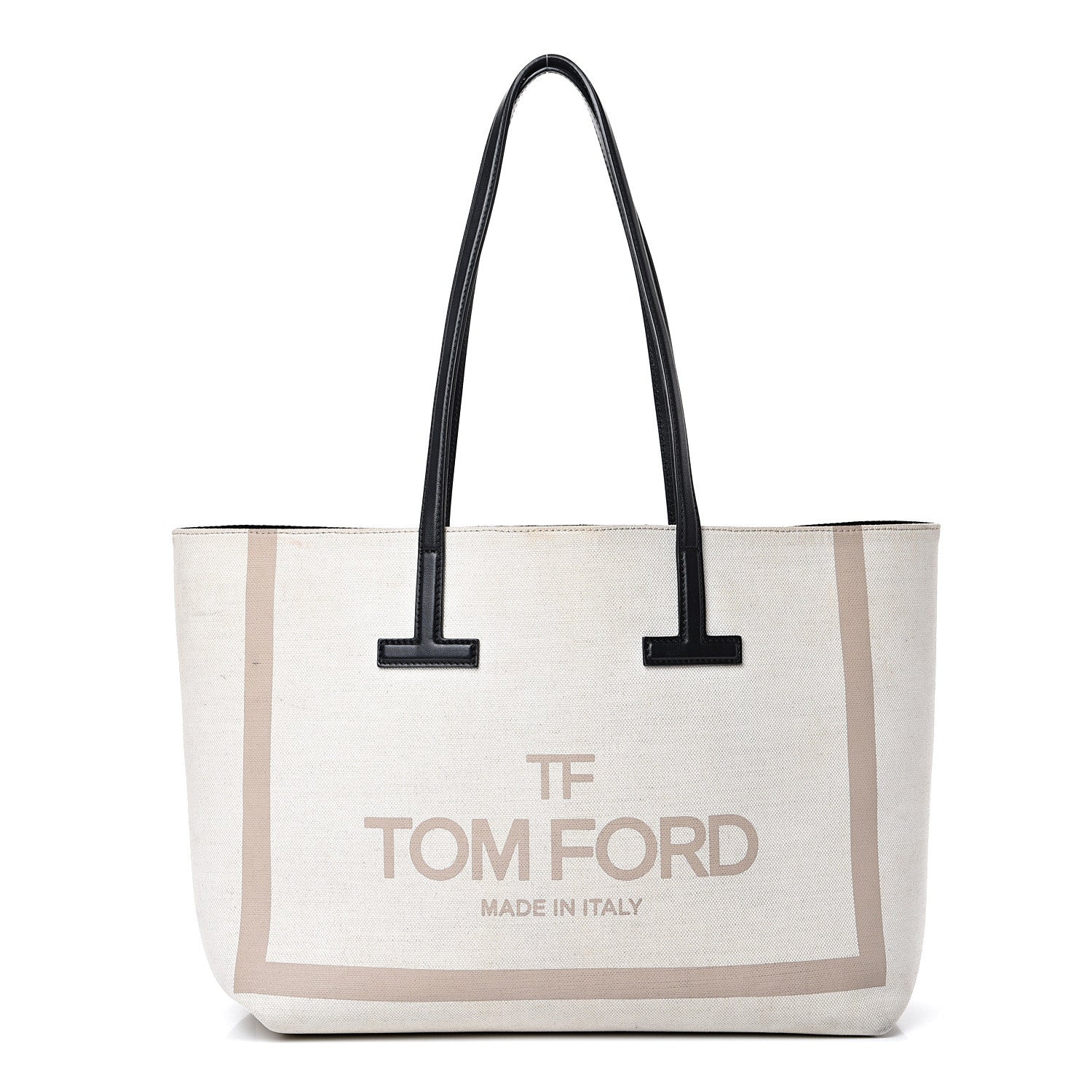 Tom Ford Canvas Calfskin T Tote Beige 1 of 15