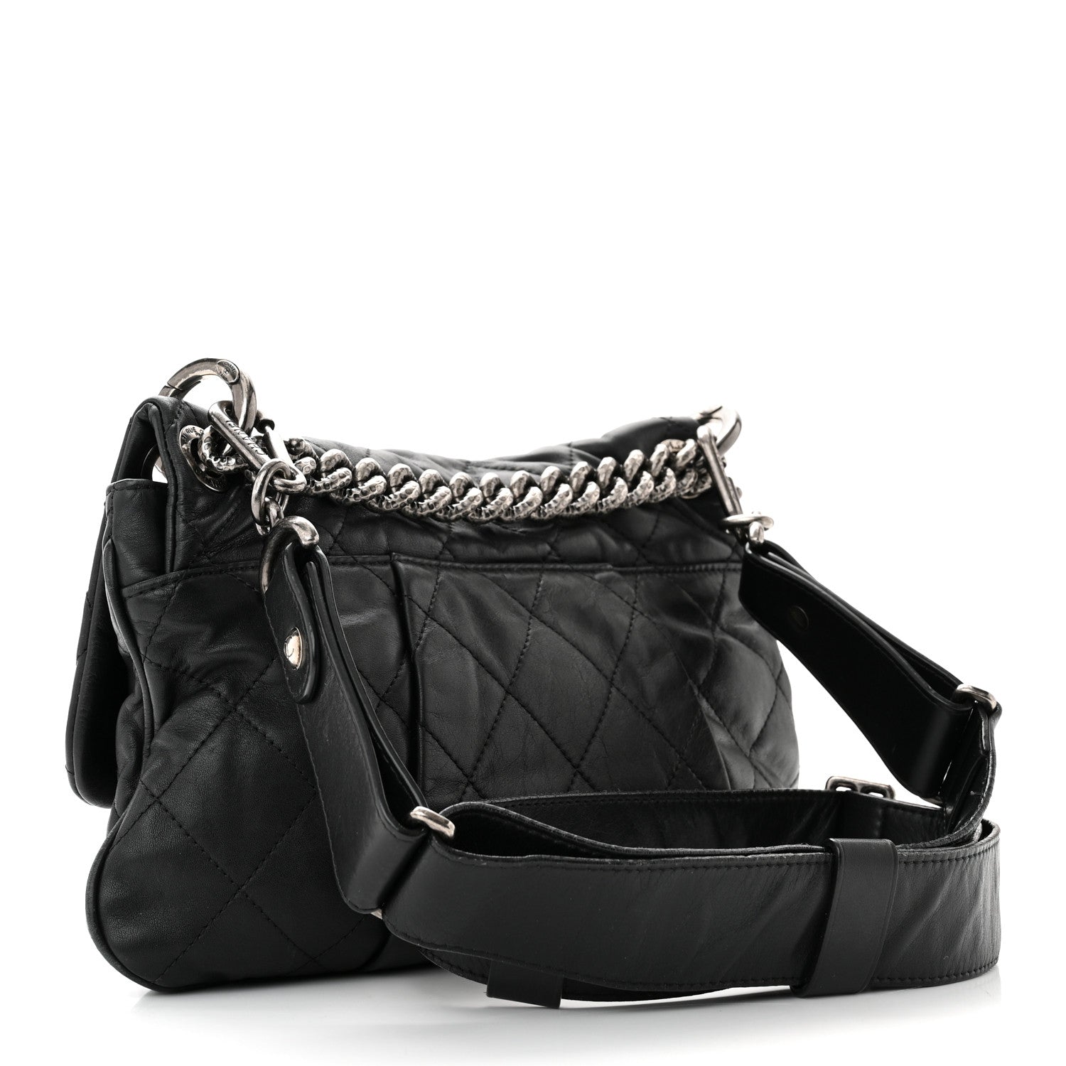 Chanel Calfskin Coco Pleats Messenger Flap Black 3 of 10
