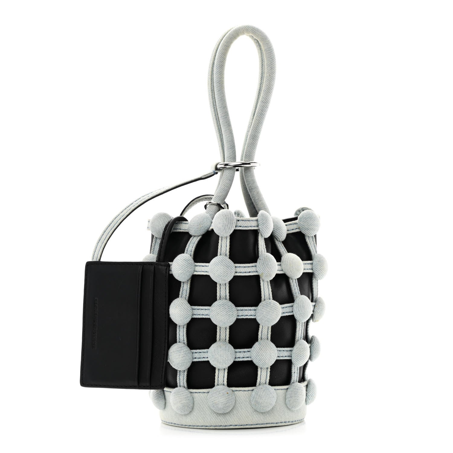 Alexander Wang Nappa Denim Dome Studded Mini Roxy Bucket Bag Black 1 of 17