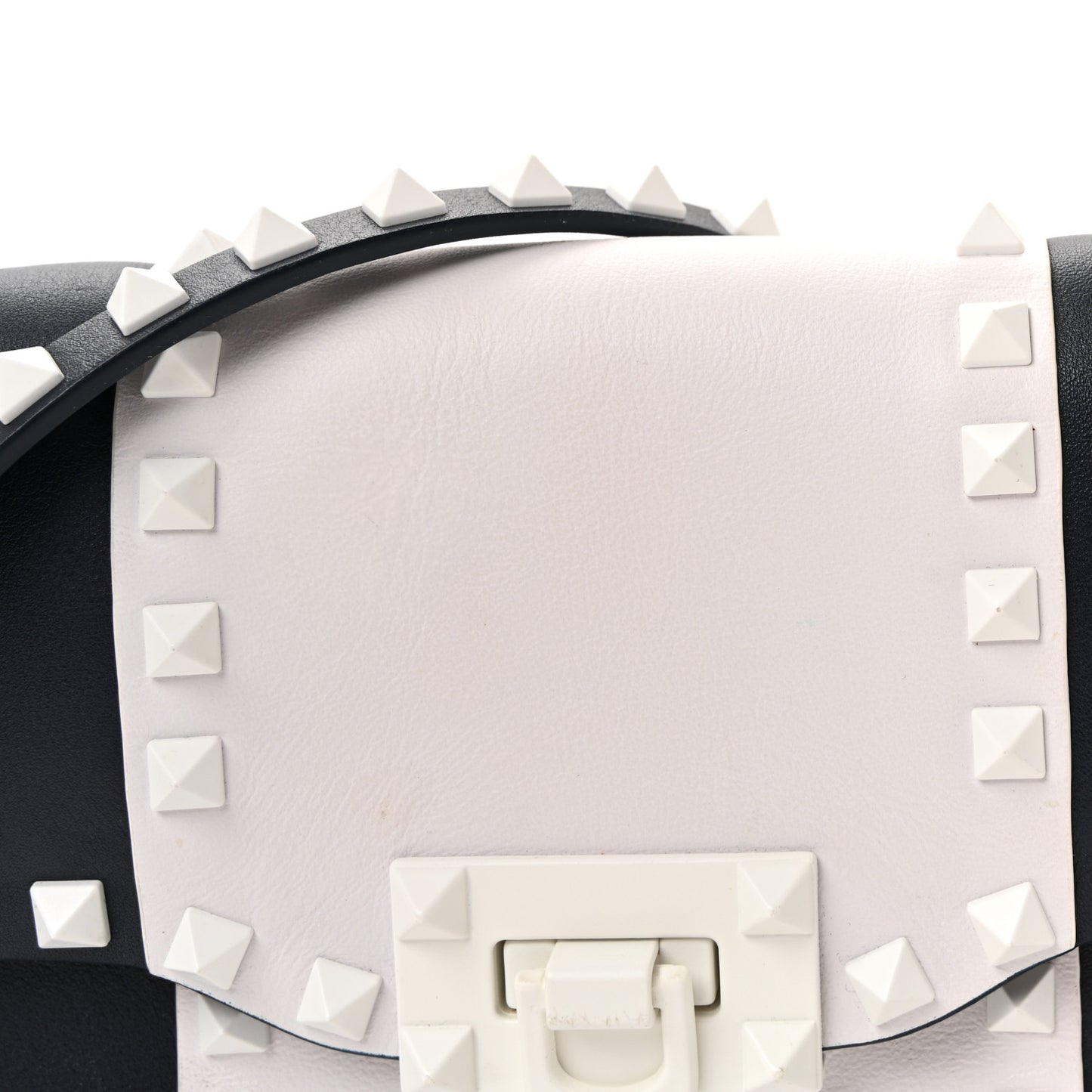 Vitello Colorblock Medium Free Rockstud Flip Lock Crossbody Bag Marine White