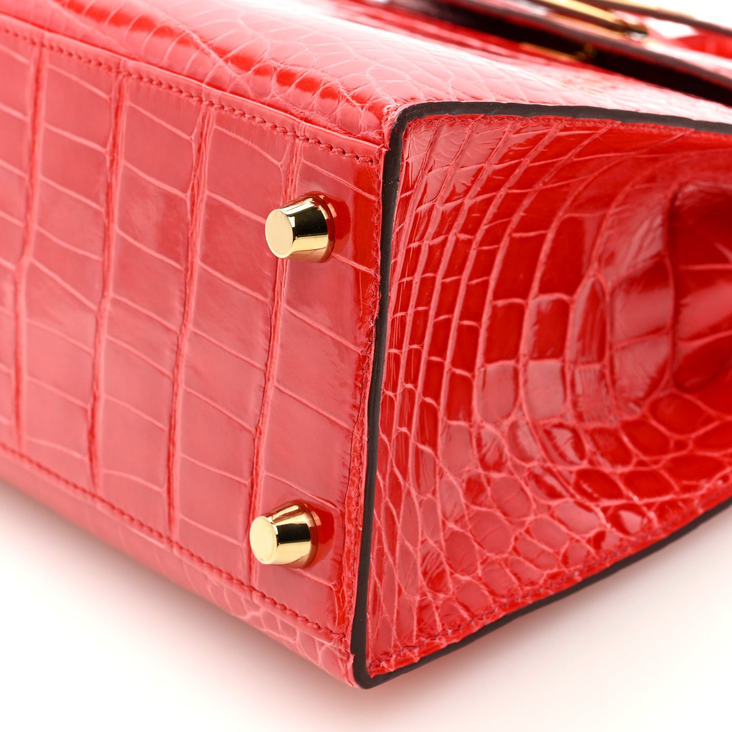 Shiny Alligator Kelly Sellier 25 Rouge de Coeur