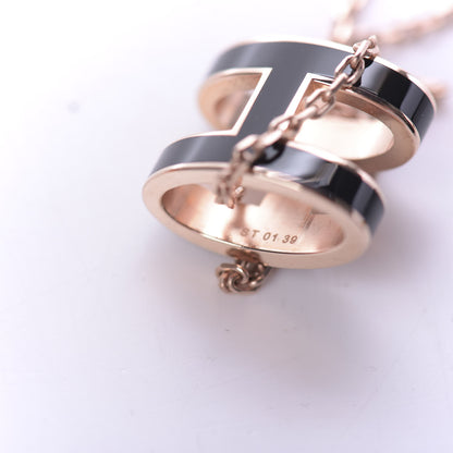 Hermes Lacquered Rose Gold Pop H Pendant Necklace Black 5 of 7