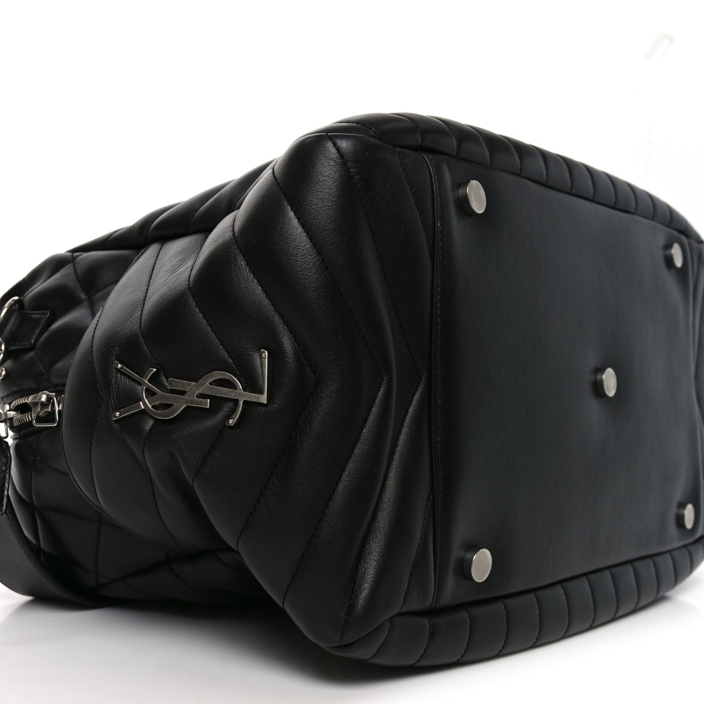 Lambskin Mixed Matelasse Joan Bowling Bag Black