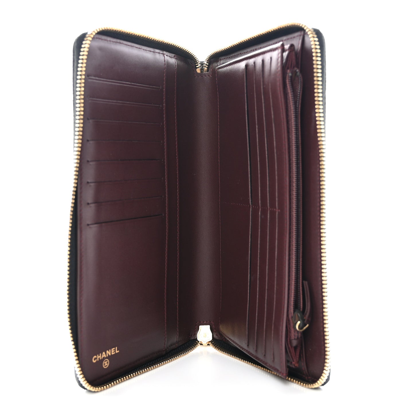 Caviar Quilted Large Zip Around Organizer Wallet Black
