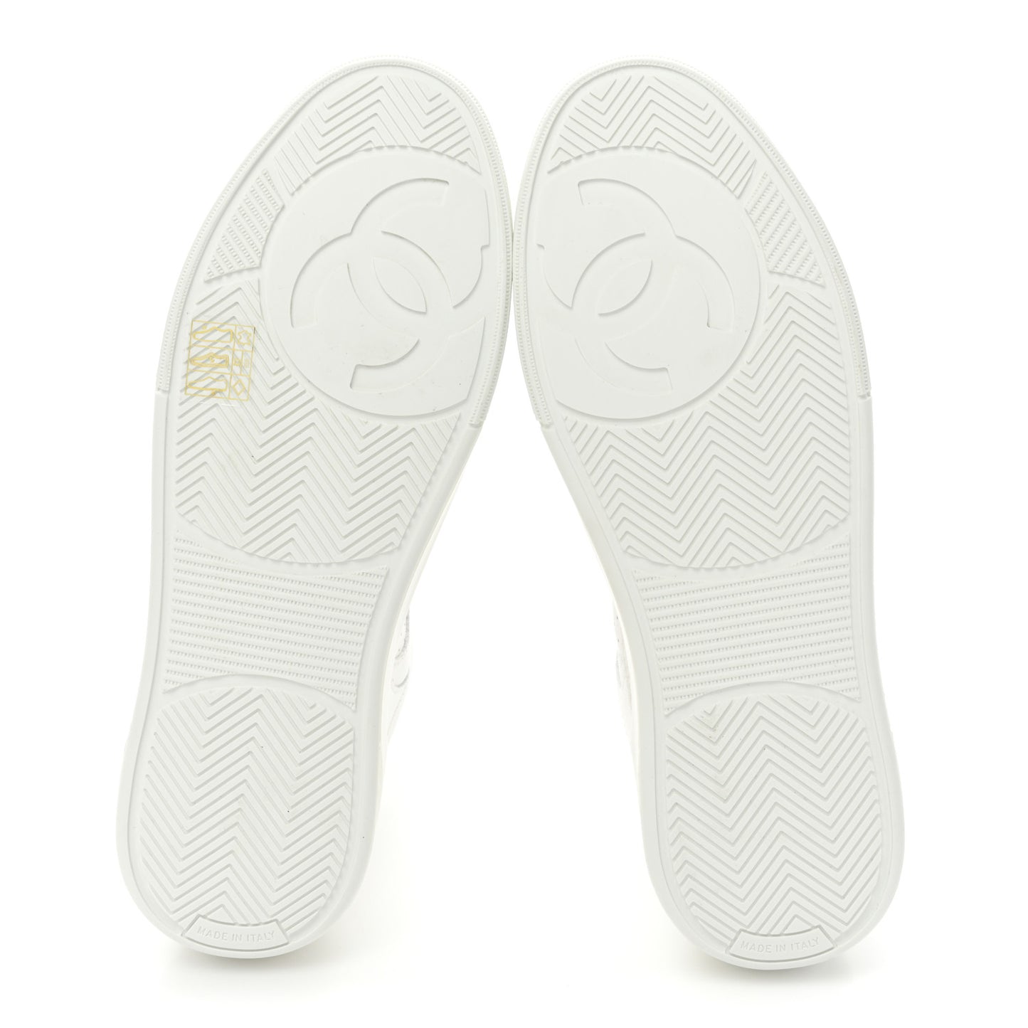 Calfskin CC High Top Sneaker 38 White