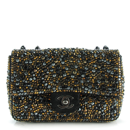 Chanel Strass Suede Mini Flap Black Gold 1 of 8