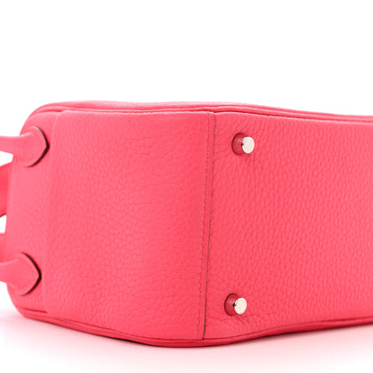 Hermes Taurillon Clemence Mini Lindy 20 Rose Extreme 8 of 11