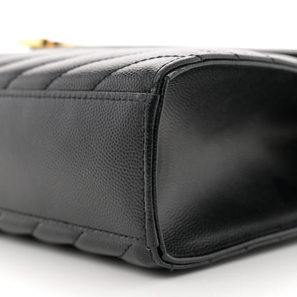 Saint Laurent Grain De Poudre Matelasse Chevron Large Monogram Satchel Black 10 of 11