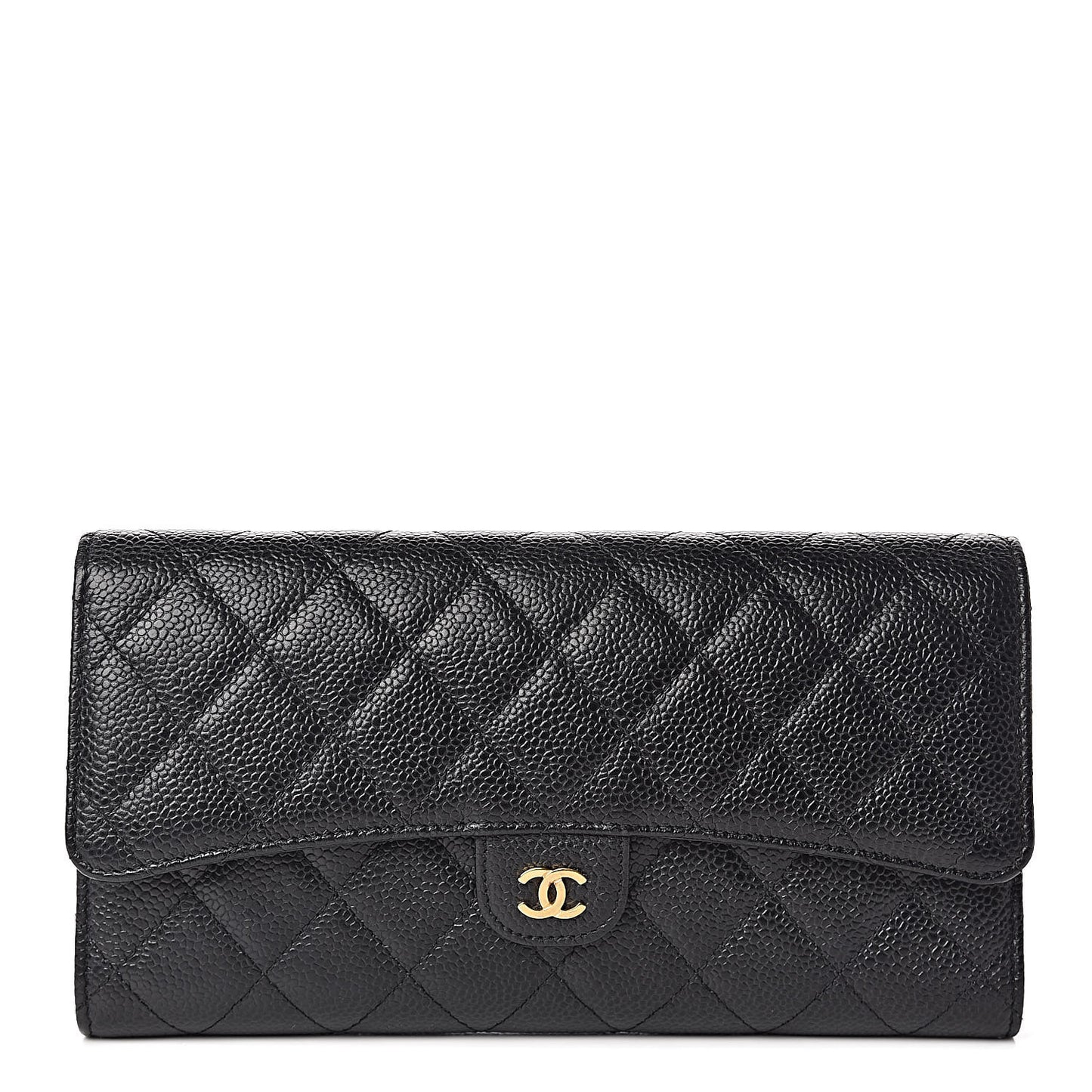 Caviar Quilted Travel Wallet Black