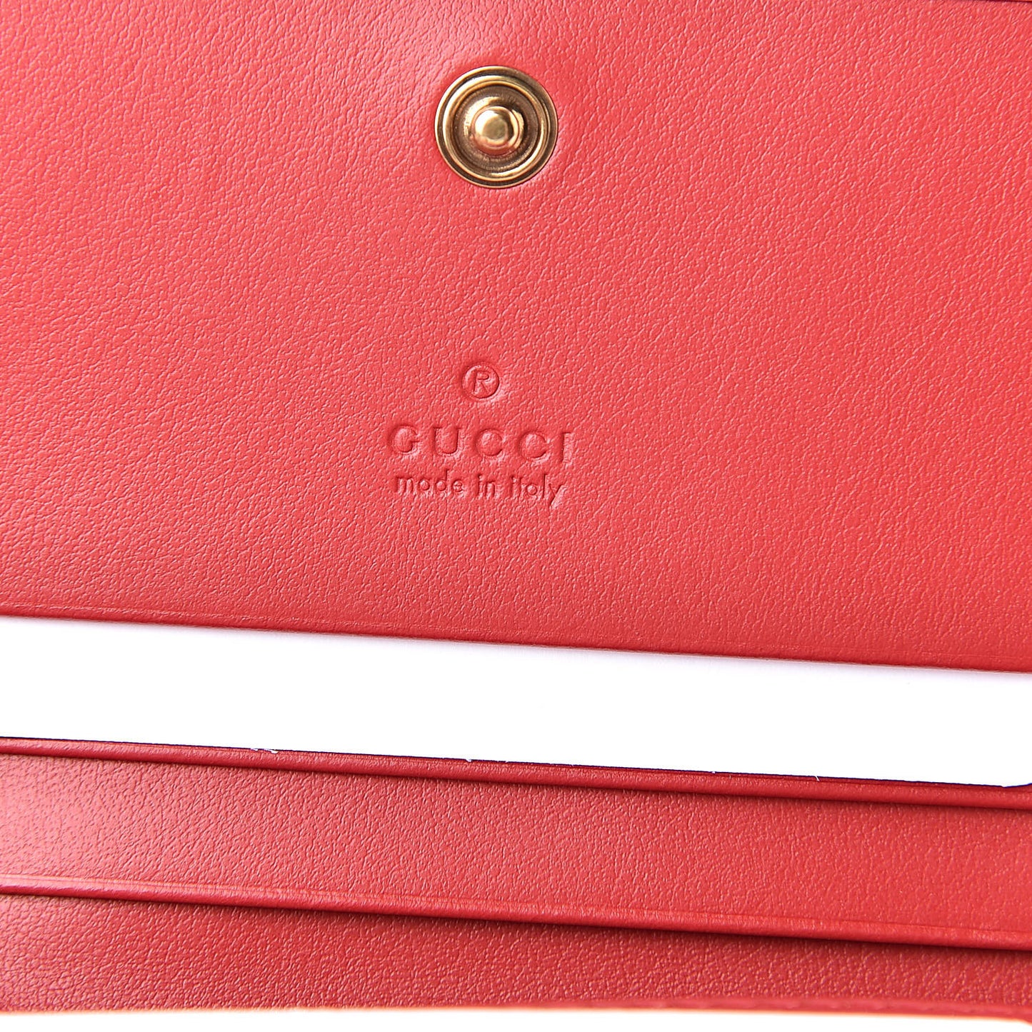 Calfskin Matelasse GG Marmont Card Case Wallet Hibiscus Red