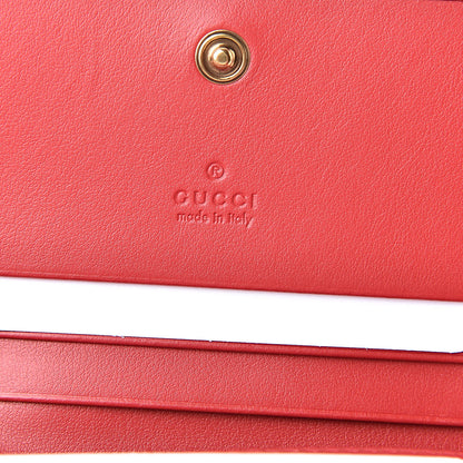 Gucci Calfskin Matelasse GG Marmont Card Case Wallet Hibiscus Red 6 of 8