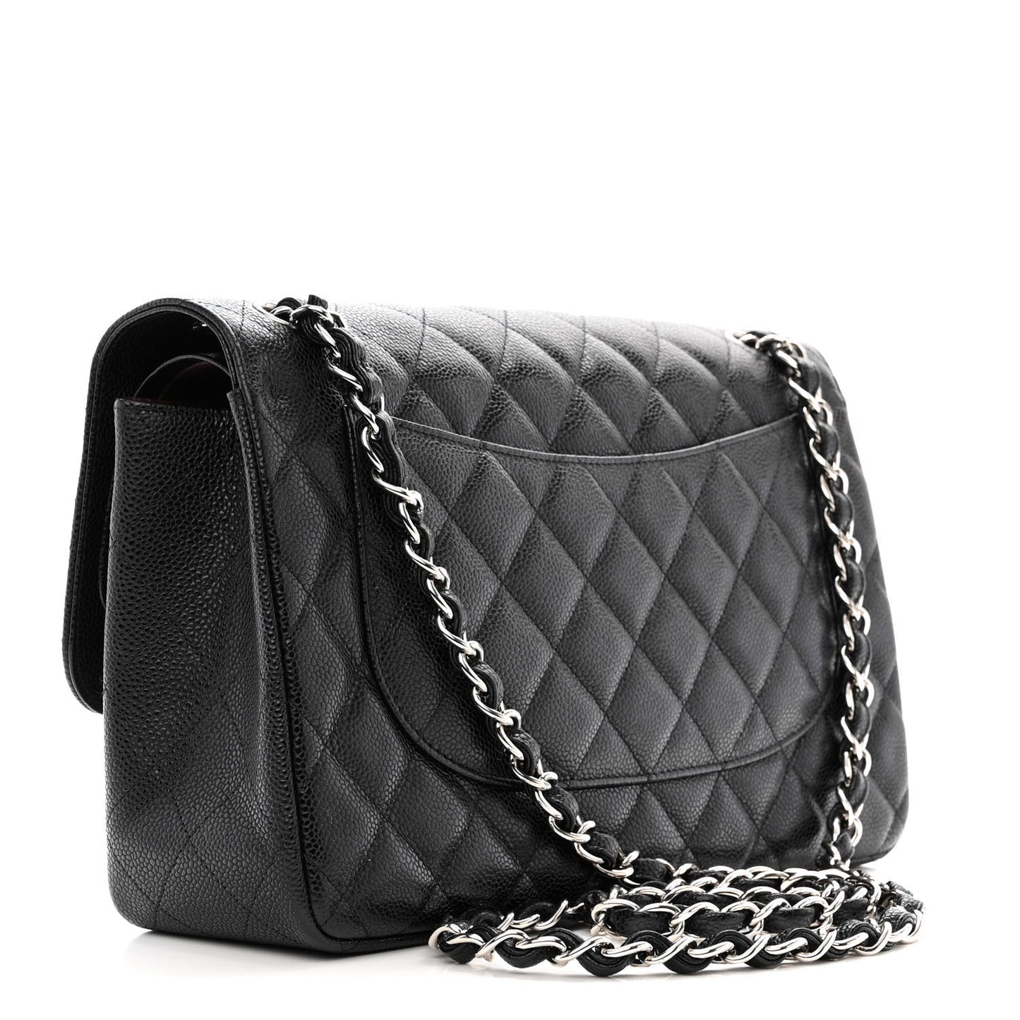 Caviar Quilted Jumbo Double Flap Black