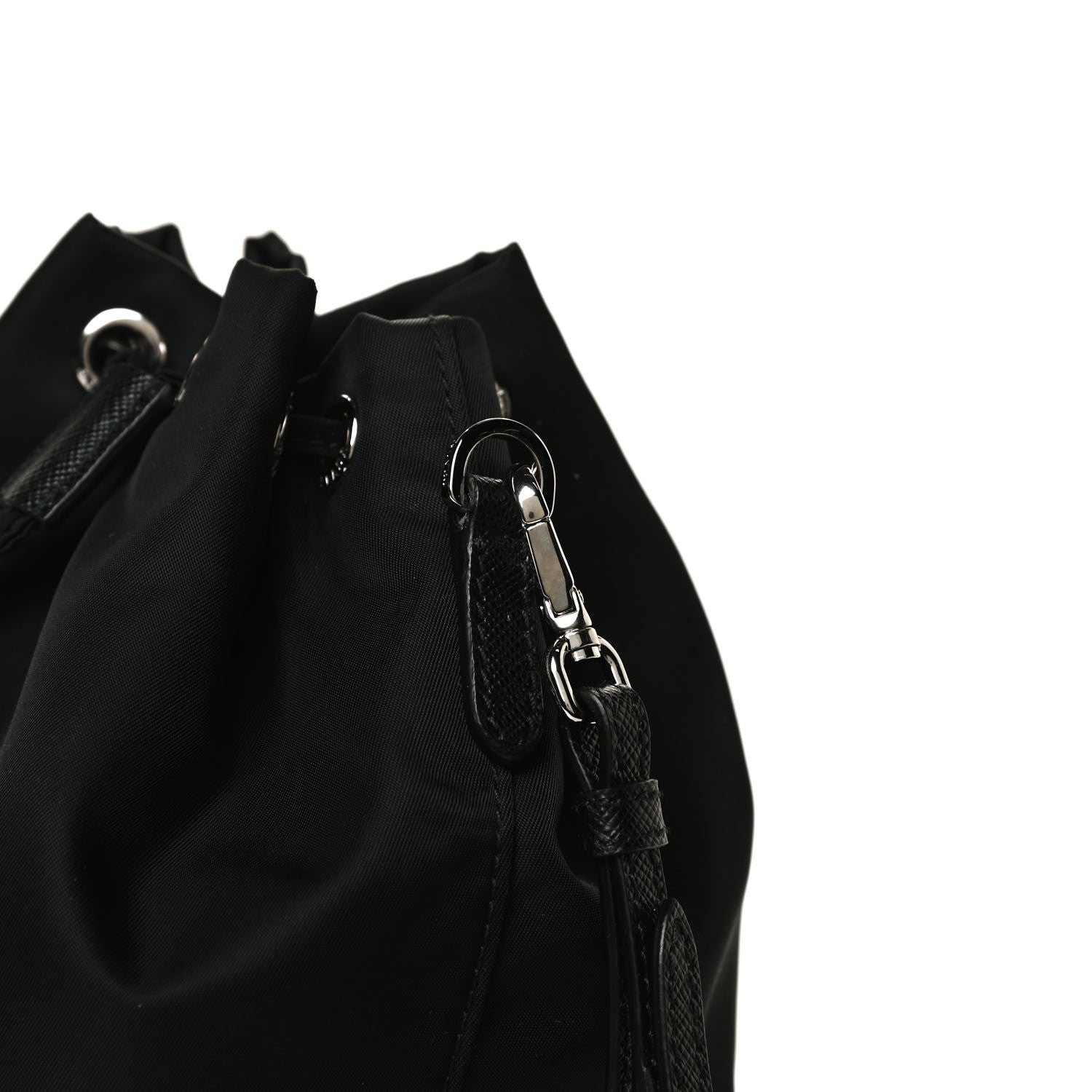 Prada Saffiano Tessuto Nylon Vela Bucket Wristlet Black 14 of 15