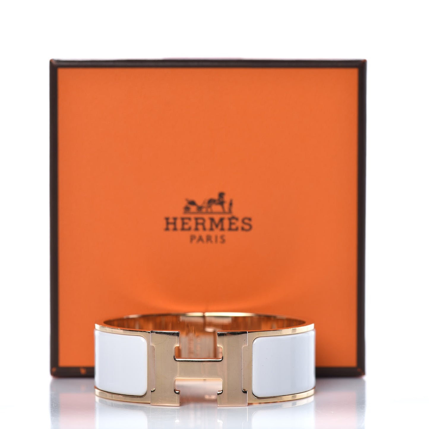 Enamel Wide Clic Clac H Bracelet PM White
