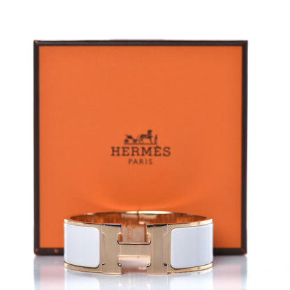 Hermes Enamel Wide Clic Clac H Bracelet PM White 6 of 6