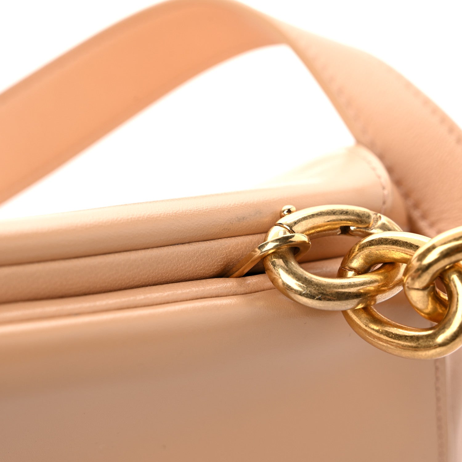 Bottega Veneta Calfskin Tip Clutch Almond 13 of 15