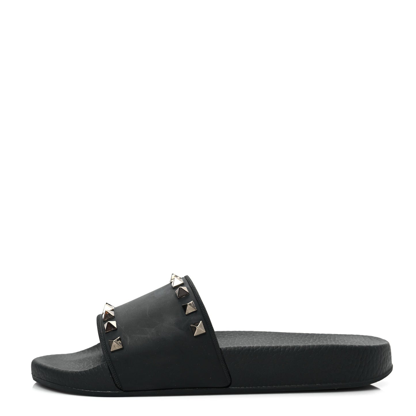 Rubber Rockstud Slide Sandals 37 Black