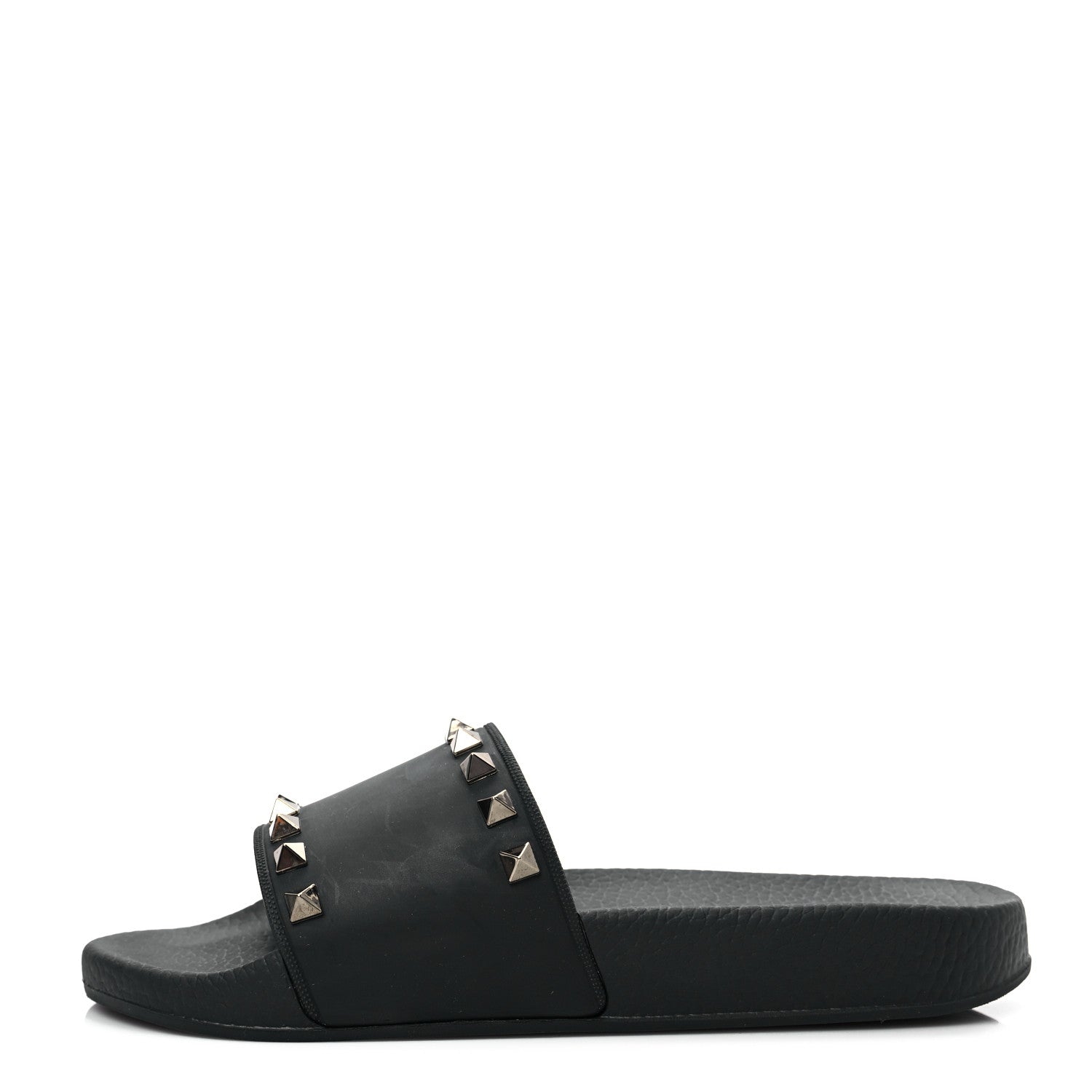 Valentino Garavani Rubber Rockstud Slide Sandals 37 Black 1 of 7