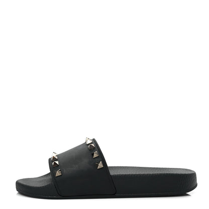Valentino Garavani Rubber Rockstud Slide Sandals 37 Black 1 of 7