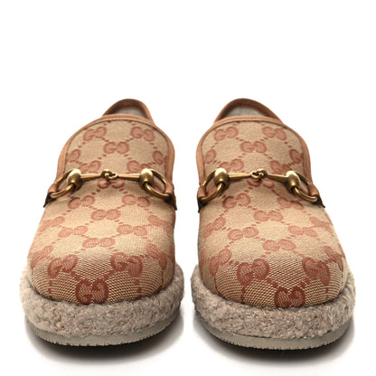 Gucci GG Monogram Womens Fria Horsebit Loafers 35 Beige Ruggine 2 of 10