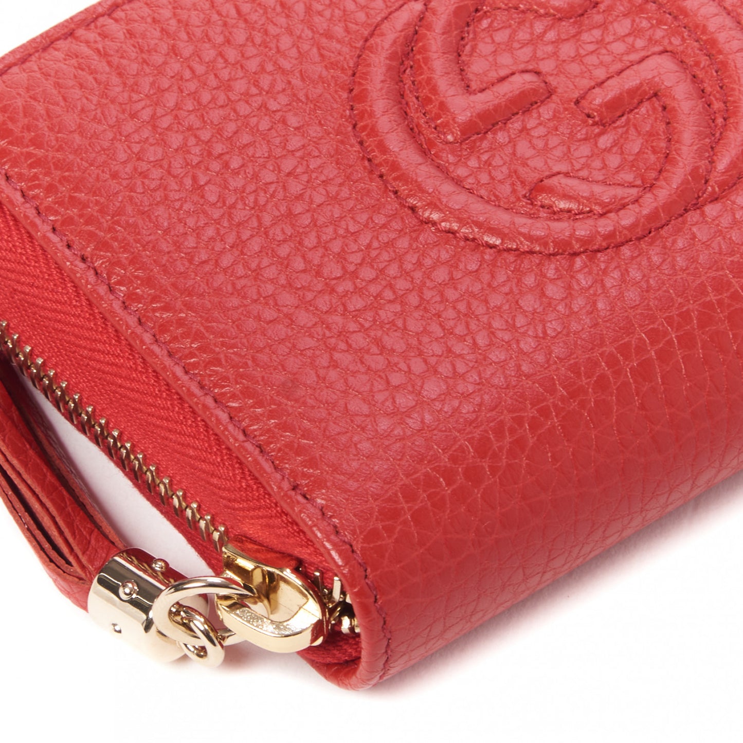 Pebbled Calfskin Small Soho Zip Around Wallet Red