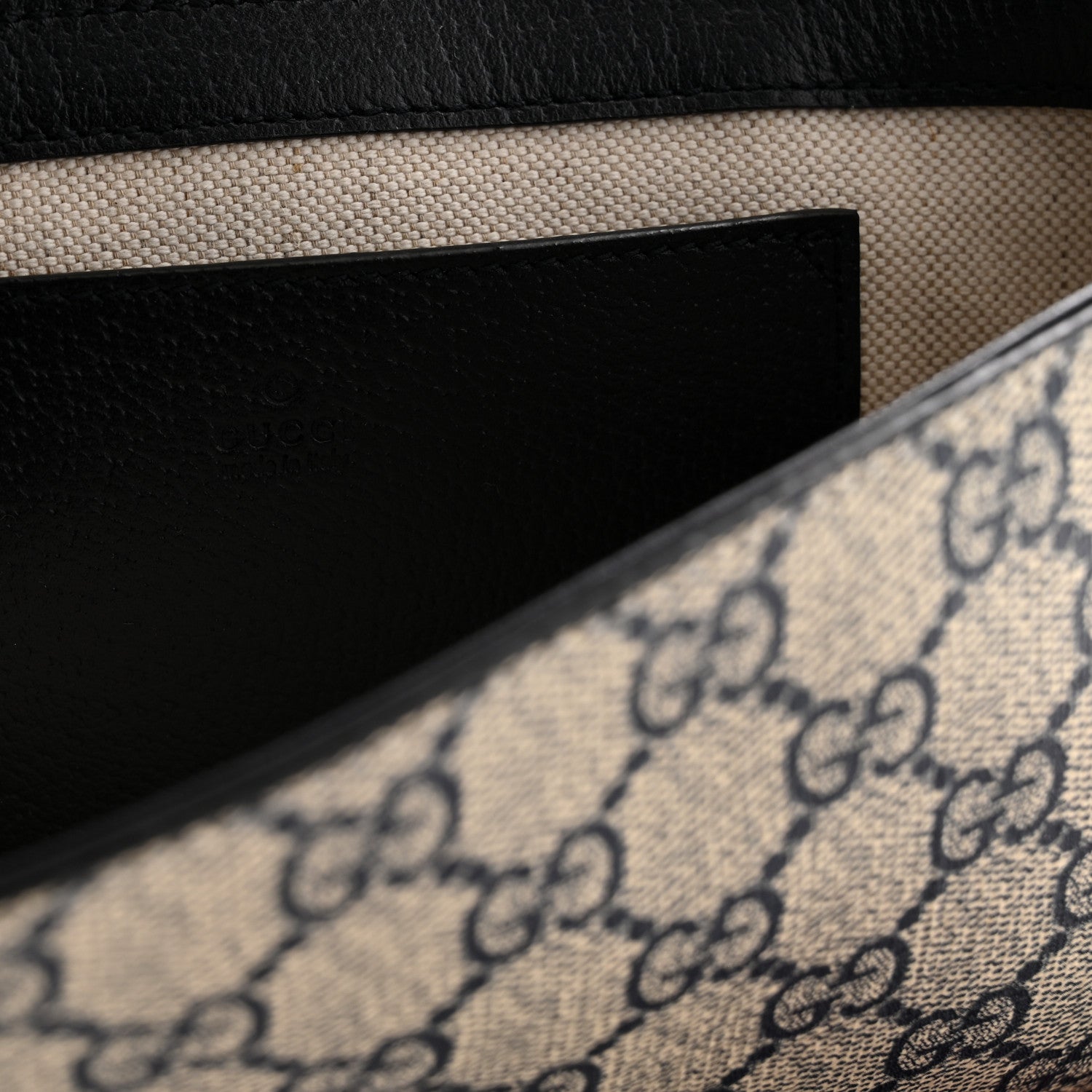 Gucci GG Supreme Monogram Textured Dollar Calfskin Web Mini Ophidia Envelope Shoulder Bag Beige Blue 6 of 12