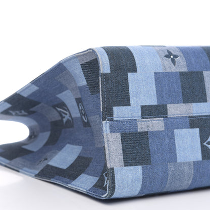 Louis Vuitton Denim Damier Monogram Onthego Blue Rouge 8 of 9