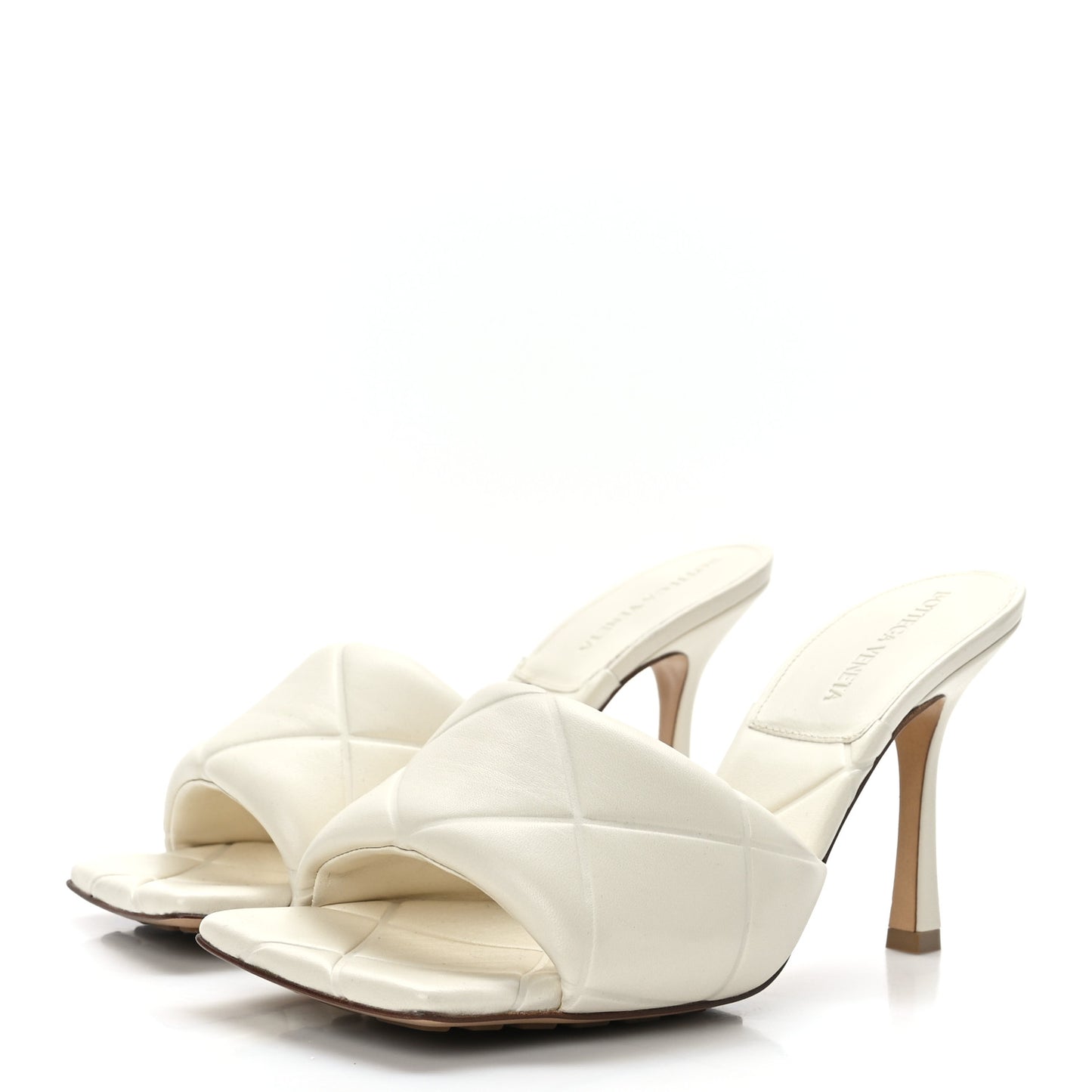 Nappa Quilted Rubber Lido Mule Sandals 39 Sea Salt