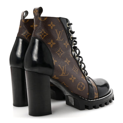 Louis Vuitton Patent Calfskin Monogram Star Trail Ankle Boots 38.5 Black 5 of 8