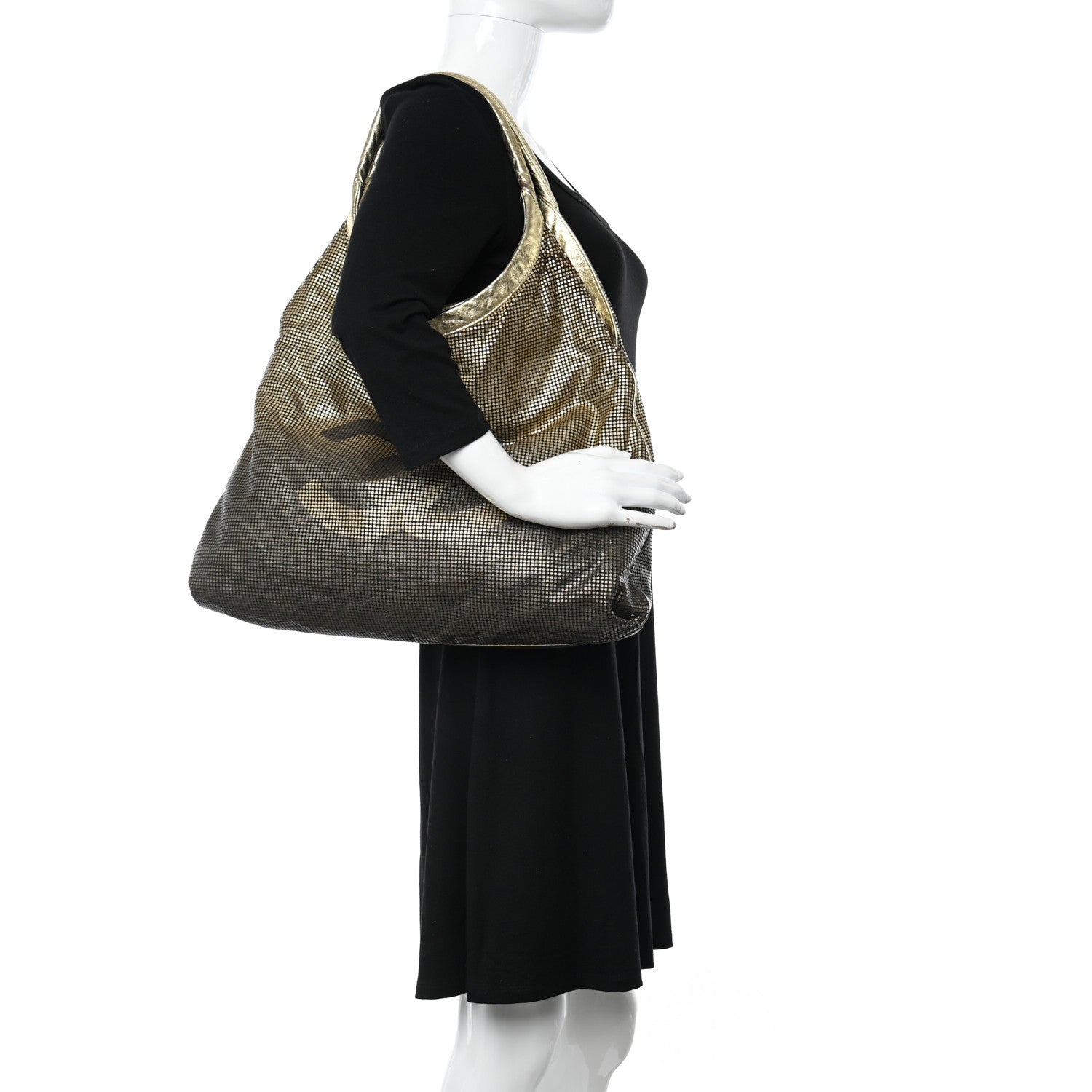Chanel Metallic Perforated Lambskin Hollywood Hobo Gold 3 of 12