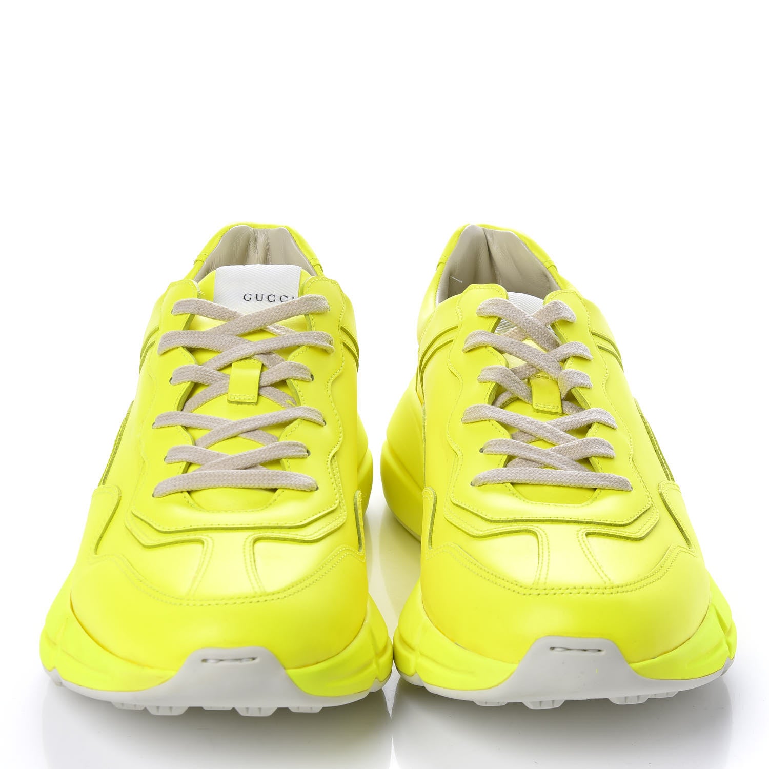 Gucci Calfskin Mens Rhyton Sneakers 10.5 Yellow Fluo 2 of 12