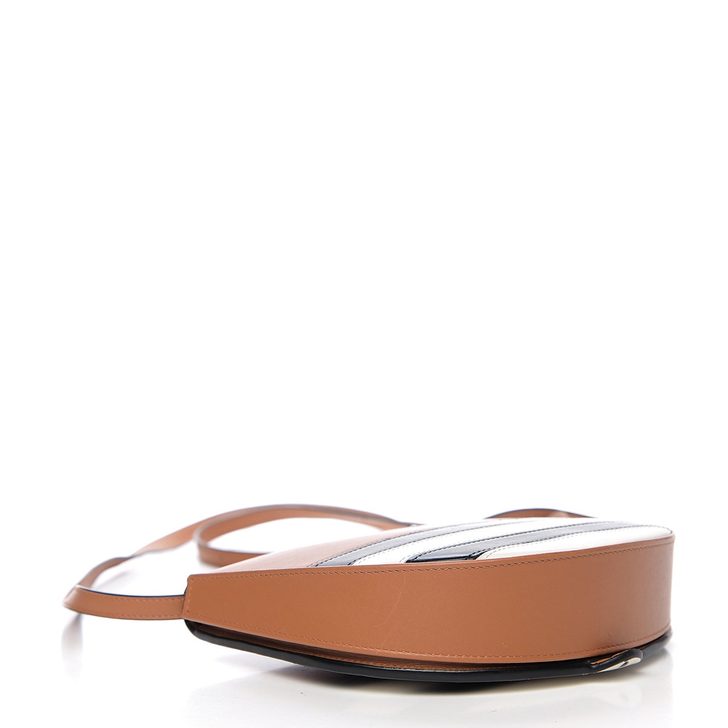 Calfskin Marine Stripe Mini Heel Shoulder Bag Tan