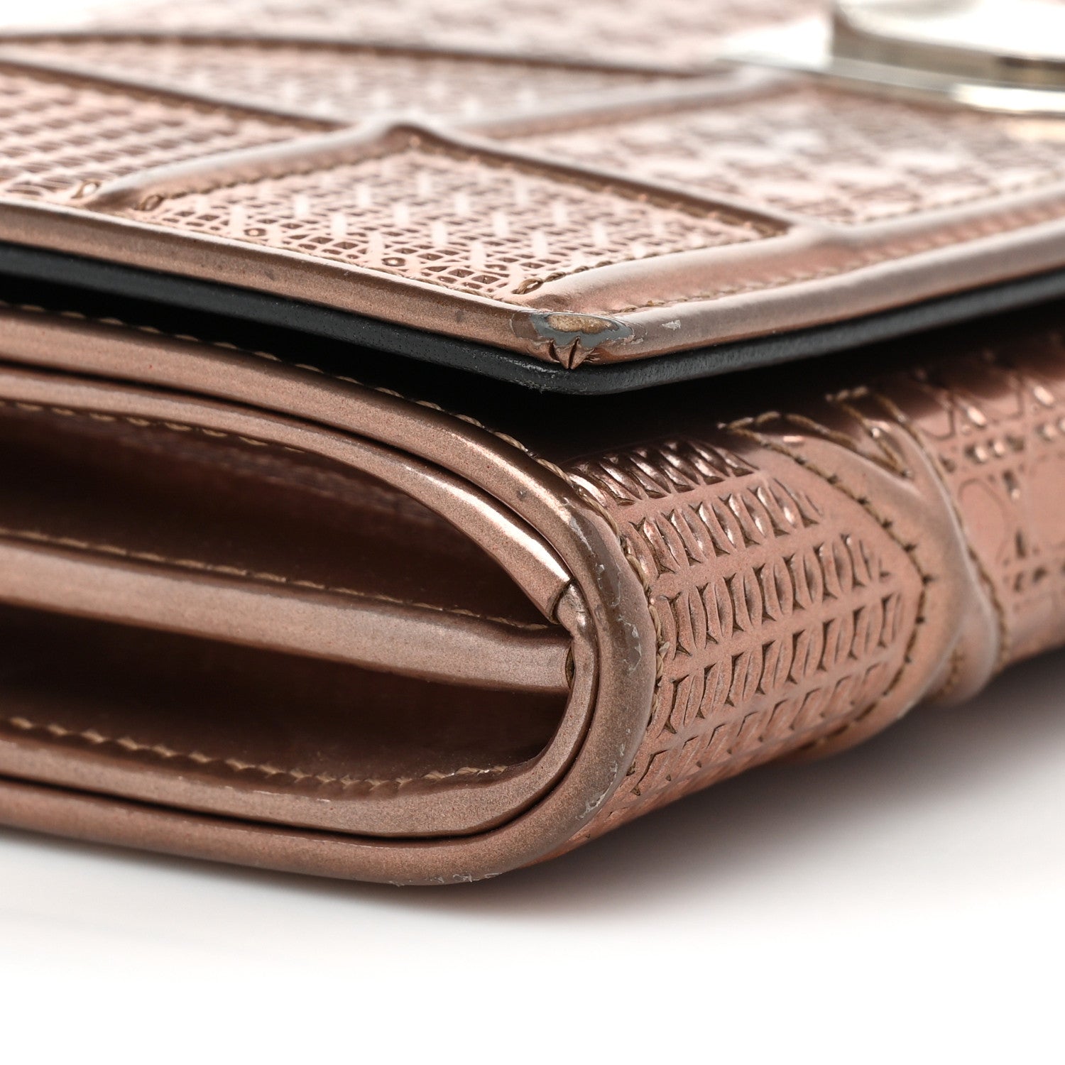 Christian Dior Metallic Patent Micro-Cannage Diorama Croisiere Chain Wallet Hyper Pink 13 of 17