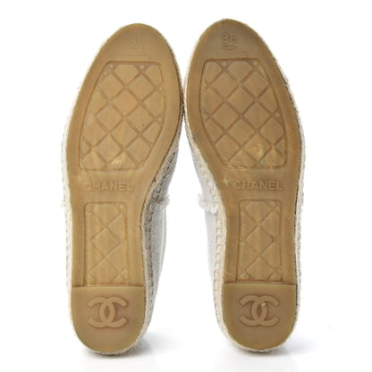 Chanel Linen CC Espadrilles 36 Beige Black 6 of 10