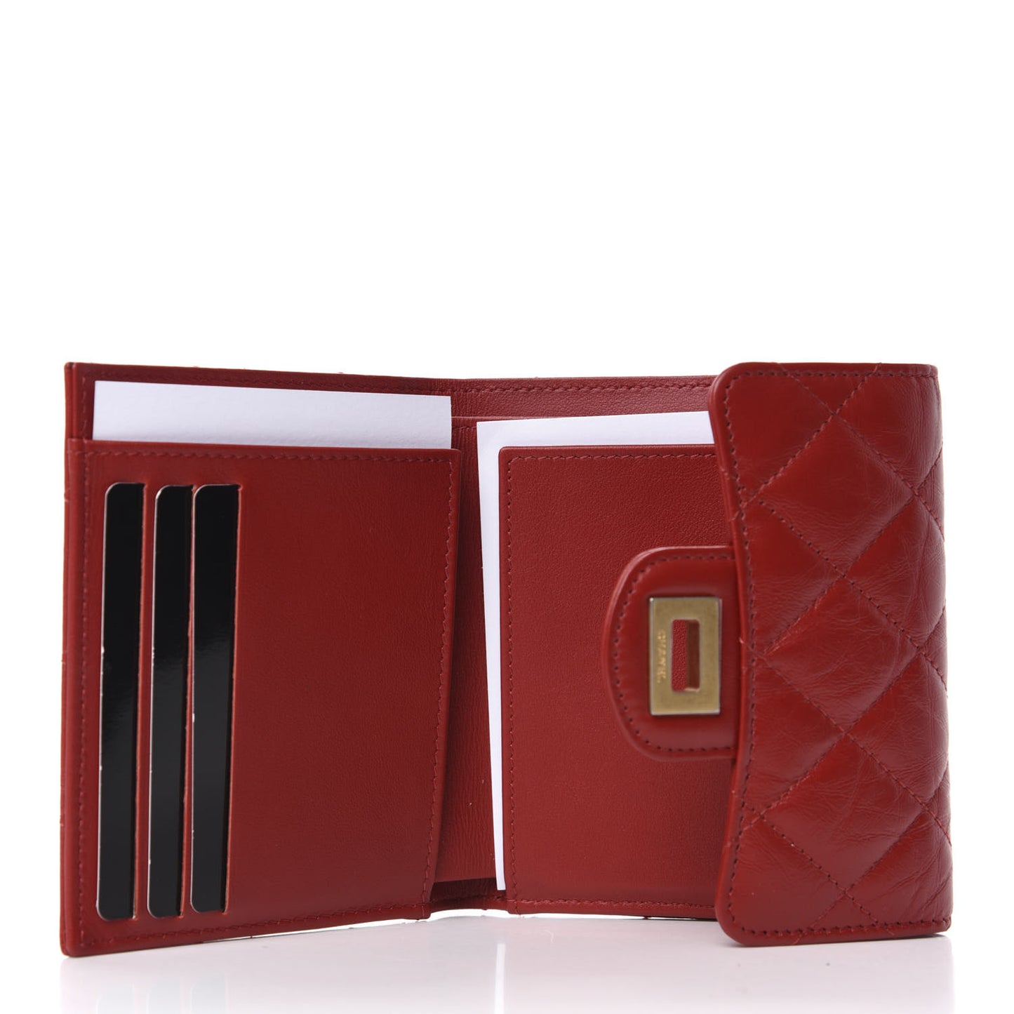 Aged Calfskin Quilted Reissue Compact Wallet Red