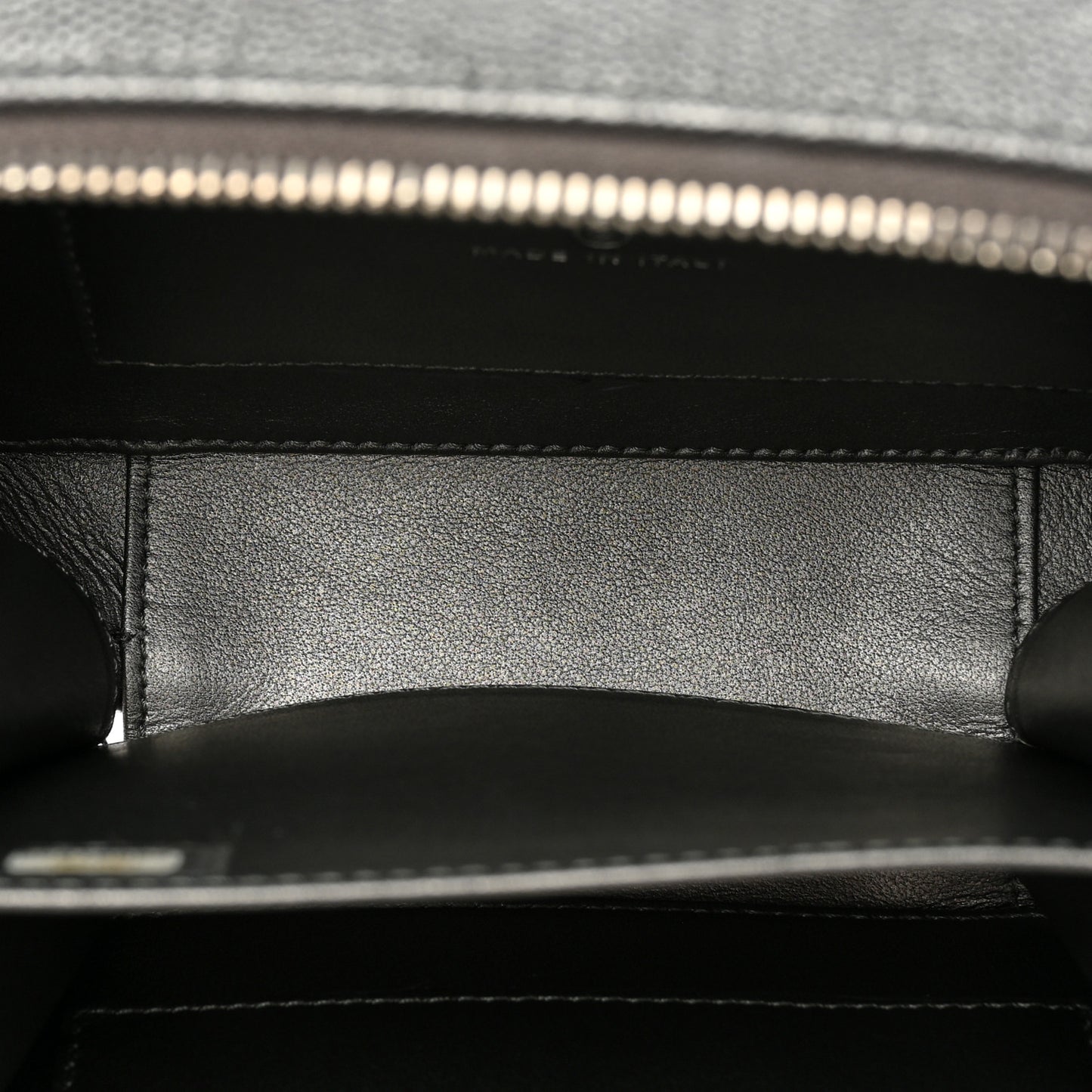 Metallic Caviar Quilted CC Filigree Vanity Clutch With Chain Dark Silver