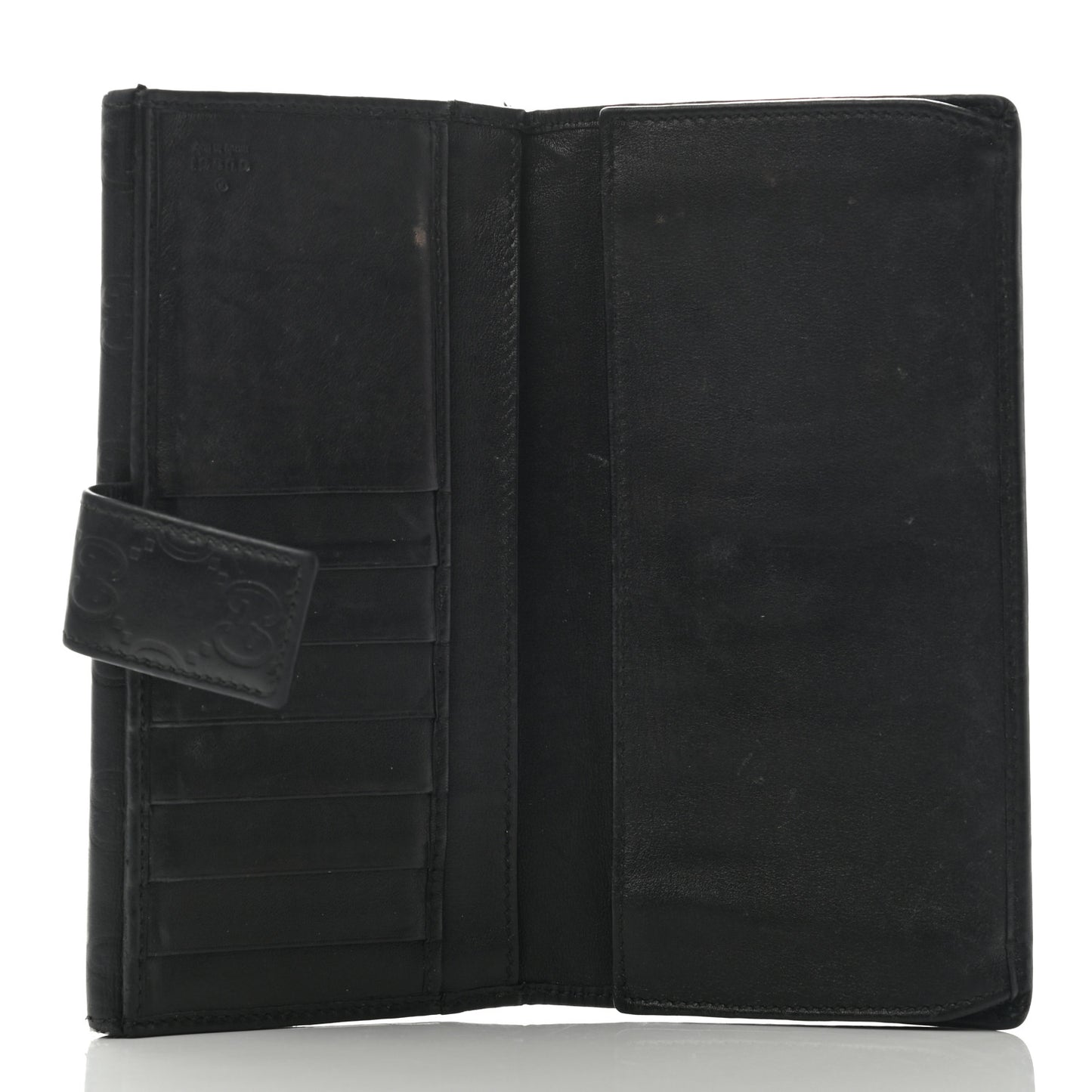 Guccissima Margaux Calfskin Metal Bar Continental Flap Wallet Black