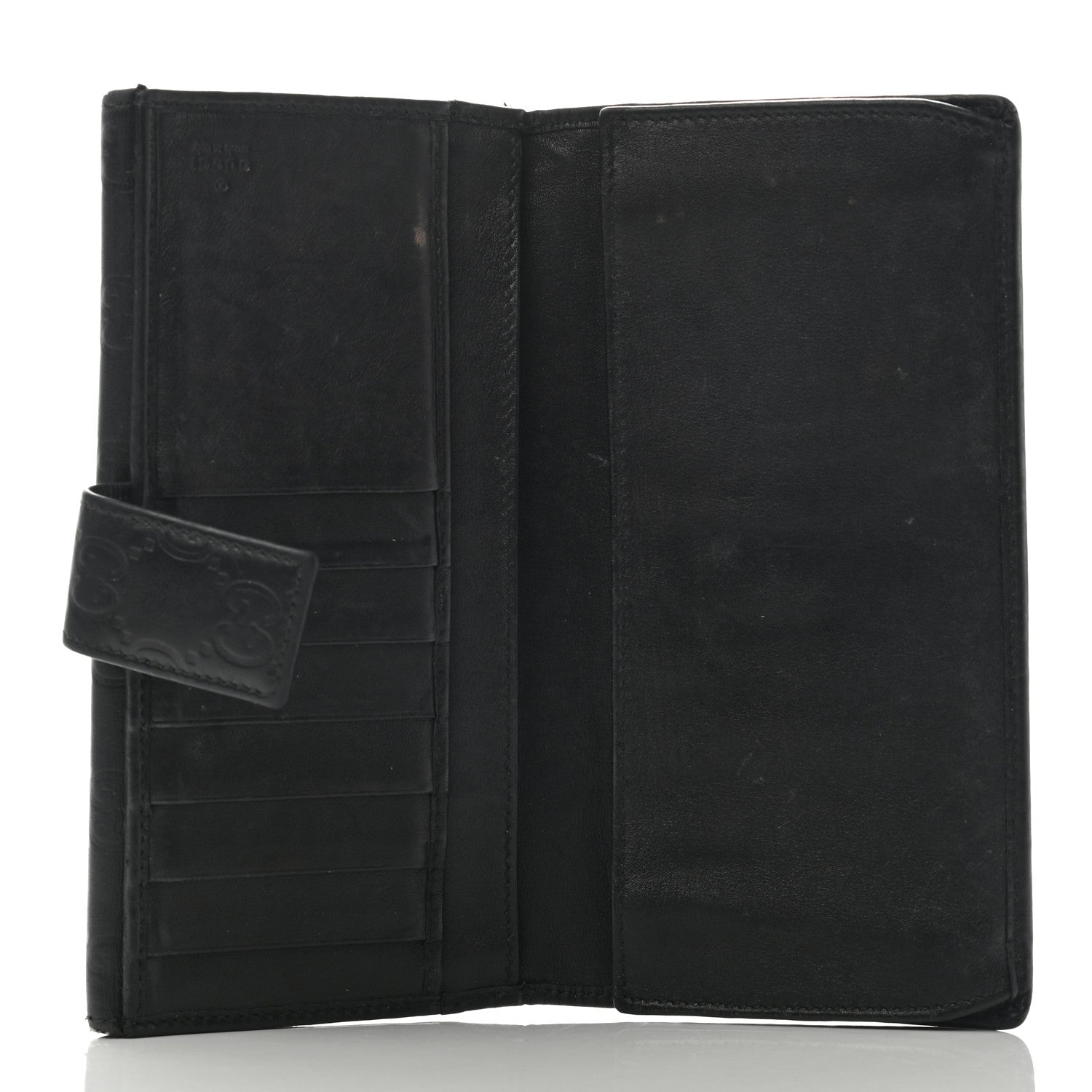 Gucci Guccissima Margaux Calfskin Metal Bar Continental Flap Wallet Black 5 of 13