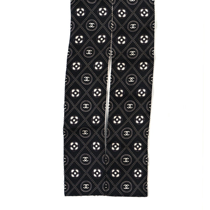 Chanel Silk CC Polka Dot Slim Bandeau Scarf Black Ecru 2 of 3