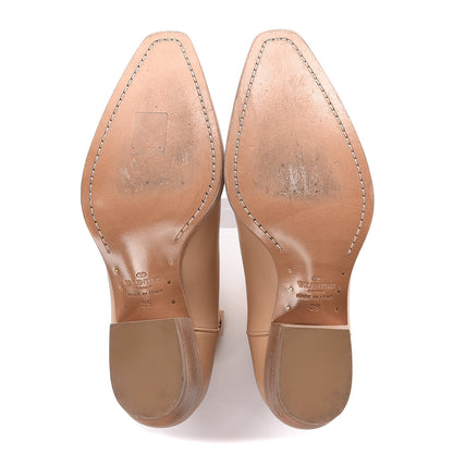 Valentino Garavani Calfskin Embroidered Texan Cowboy Ankle Boots 39 Beige 9 of 9