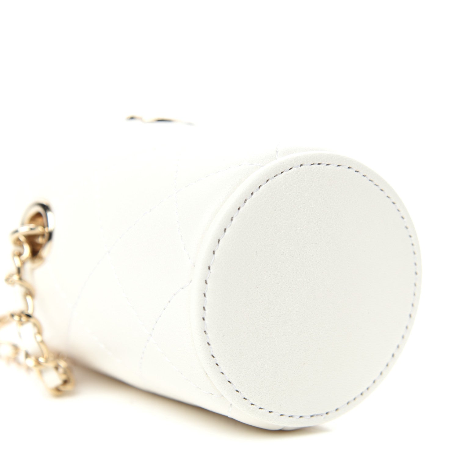 Chanel Lambskin Quilted Mini Bucket Bag With Chain White 8 of 10