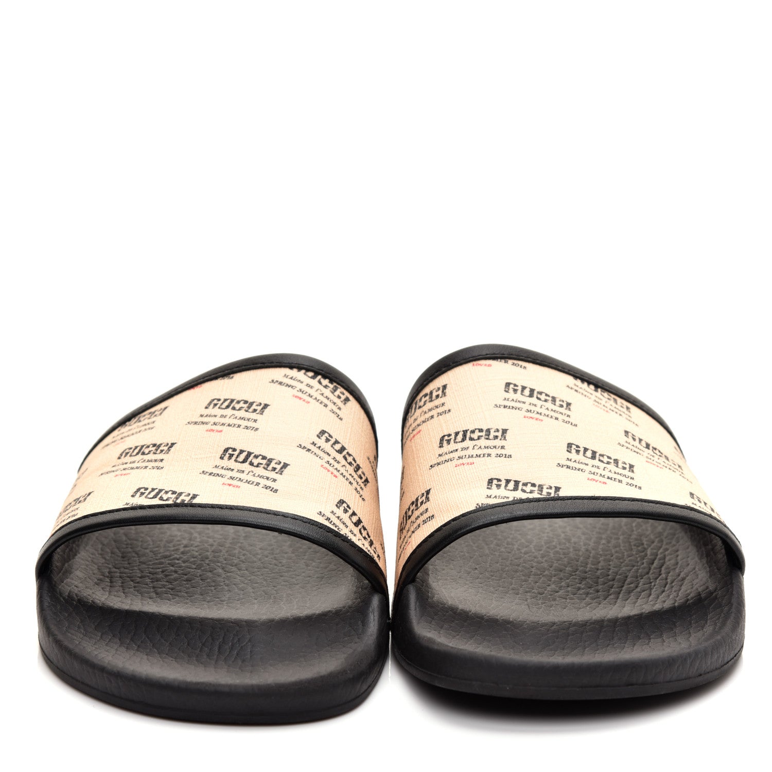 Gucci Supreme Canvas Stamp Print Pool Slide Sandals 42 Soy 2 of 9
