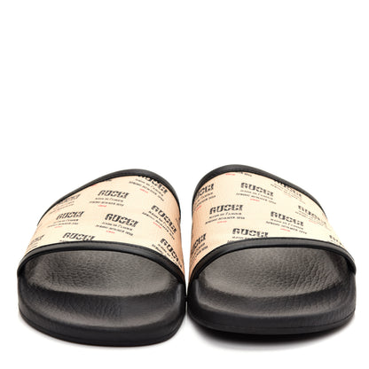 Gucci Supreme Canvas Stamp Print Pool Slide Sandals 42 Soy 2 of 9