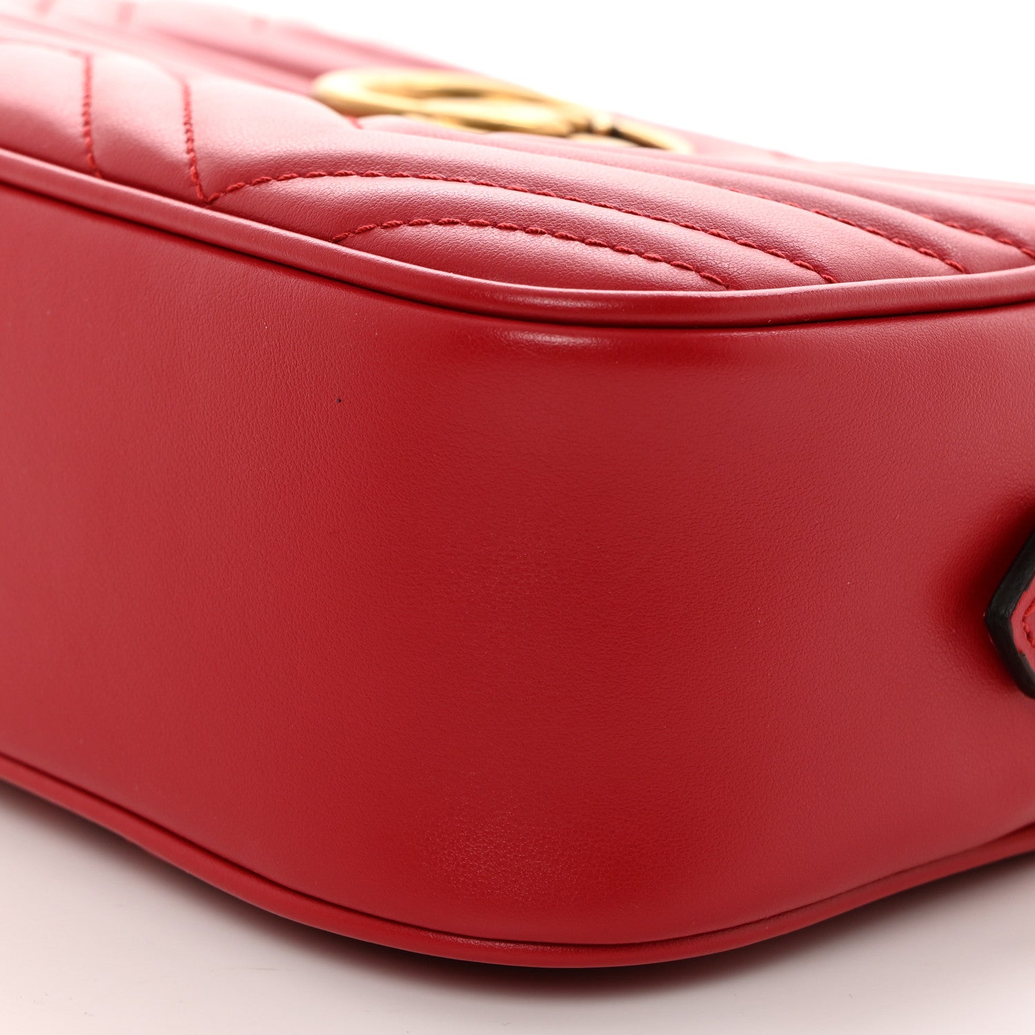 Gucci Calfskin Matelasse Small GG Marmont Chain Shoulder Bag Hibiscus Red 11 of 11